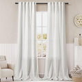 Solid Off White Curtains 96 Inches Long 2 Panels Back Tab Sheer Linen Curtain by Nanspring