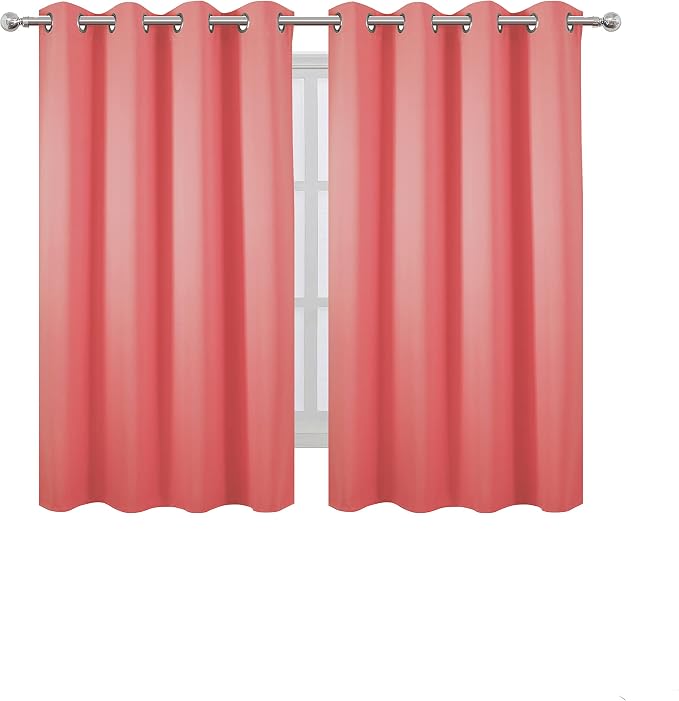 Coral Blackout Curtains 52 x 54 Inch Length/Set of 2 Curtain Panels/Thermal - Image 2