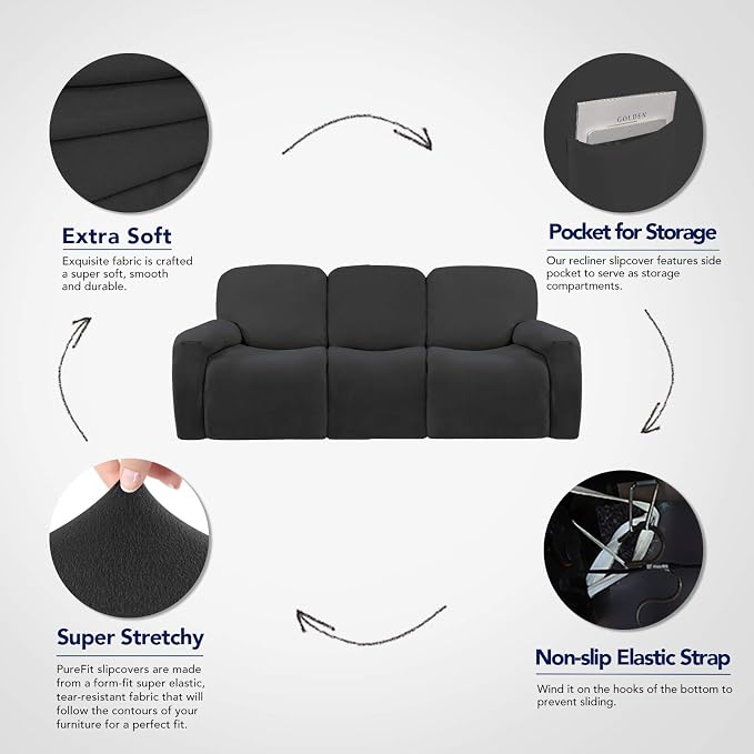 PureFit Super Stretch 3 Seats Recliner Sofa Couch Cover - Image 3