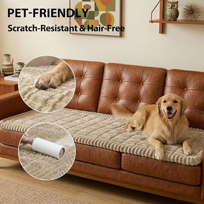Fixwal Waterproof Flannel Dog Couch Cover, 27.6" x 94.5", Coffee | Integrated - Image 6