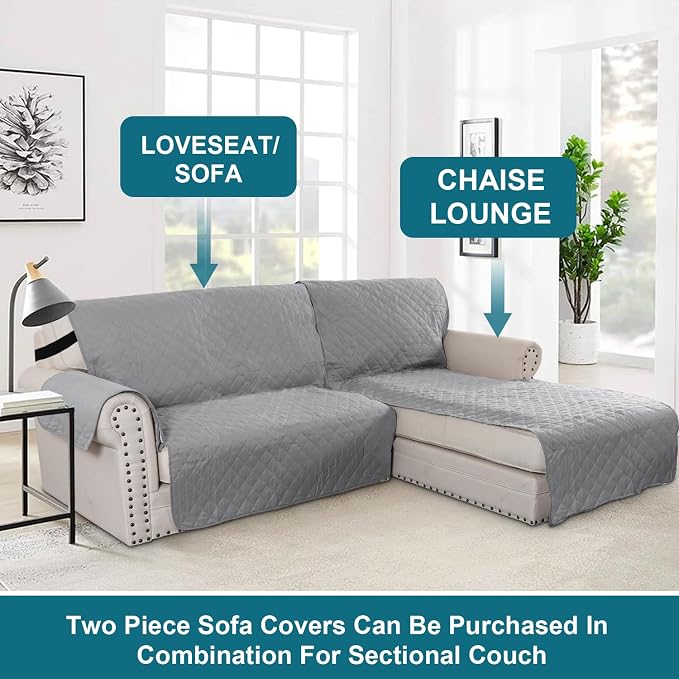 Turquoize 100% Waterproof Sofa Covers Chaise Lounge L Shape Sofa Protector Slip - Image 5