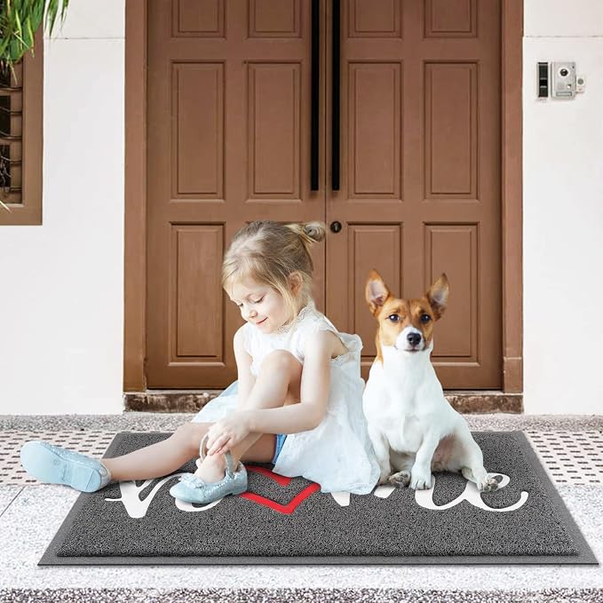 Grey Door Mat Welcome Mats Outdoor Indoor Doormat - Image 2