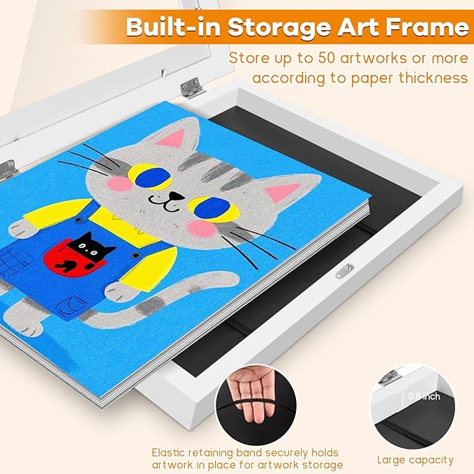 2 Pack Kids Artwork Frames Changeable 10 x 12.5 Inch Children Art Projects Kids Art Frames Front Opening Picture Display Frame, White