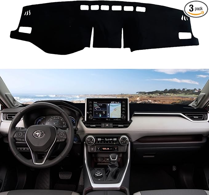 Dashboard Cover Mat Custom Fit for 2019-2023 2024 2025 Toyota RAV4 Accessories Dash Cover Nonslip Dash Mat Protector Sunshade No Glare Black