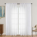 White Sheer Curtains 72 Inches Long 2 Panels Set, Light Filtering Sheer Curtains by OVZME