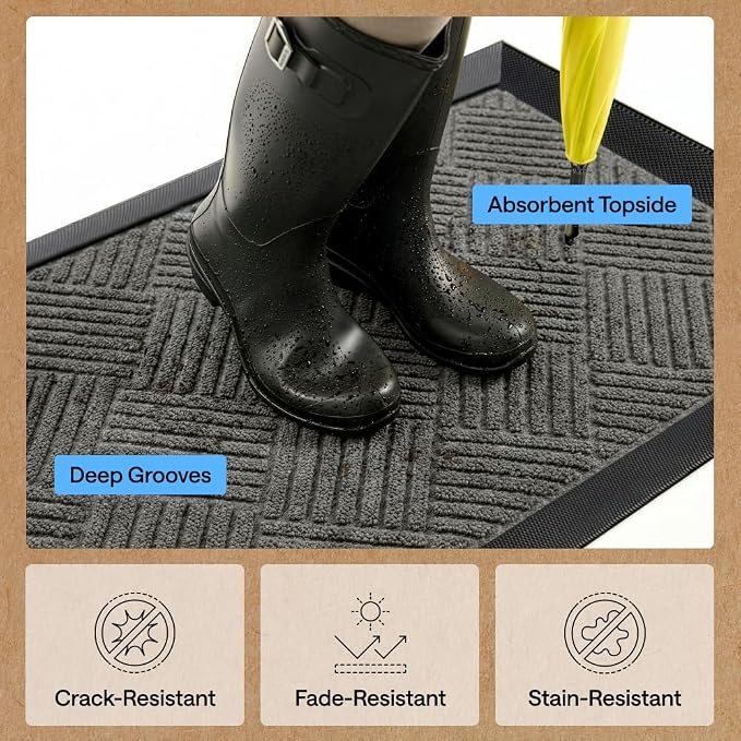 GORILLA GRIP 100% Waterproof All-Season WeatherMAX Doormat 35x23, US Designed - Image 5