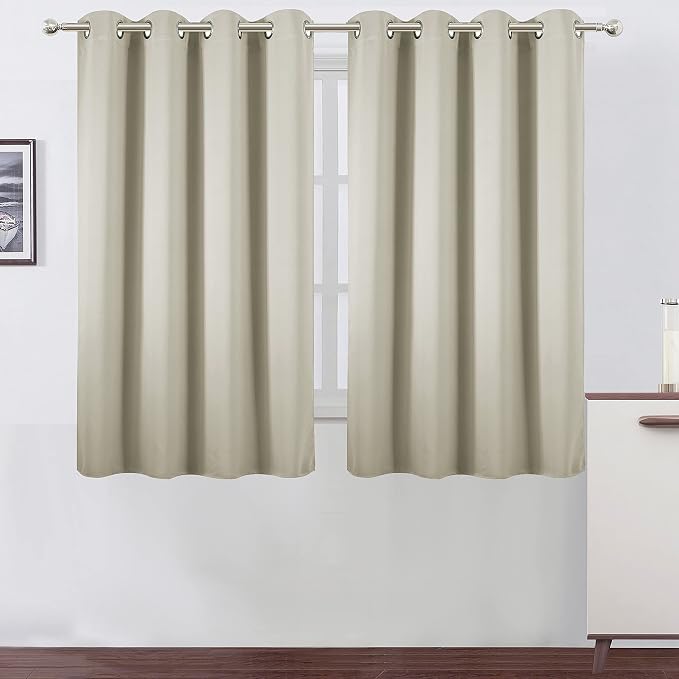 Light Beige Blackout Curtains/52 x 45 Inch Length Kids Curtains/Set of 2 Panels by Lemomo