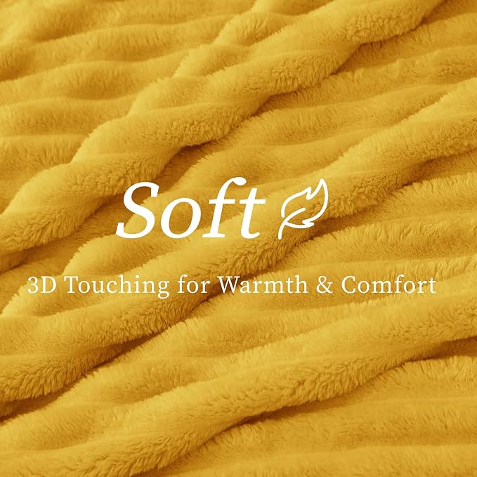 BEDELITE Ribbed Twin Blanket for Couch & Bed, Light Yellow, Warm Yet Lightweight - Image 4