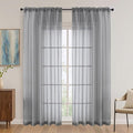 Charcoal Grey Sheer Curtains 72 Inches Long 2 Panels Set, Light Filtering Sheer by OVZME