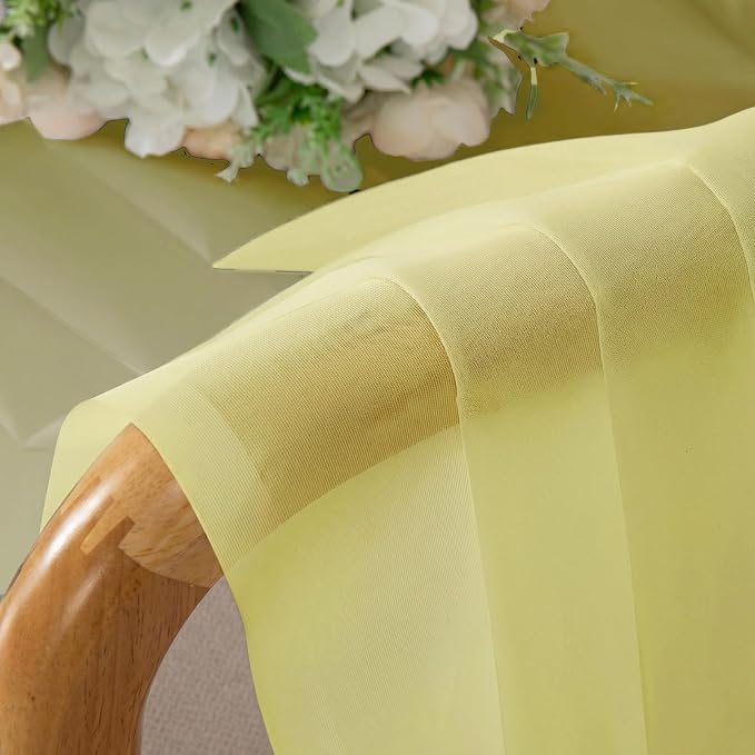 Goose Yellow Sheer Curtains 54 Inch Length 2 Panels, Voile Light Filtering - Image 9