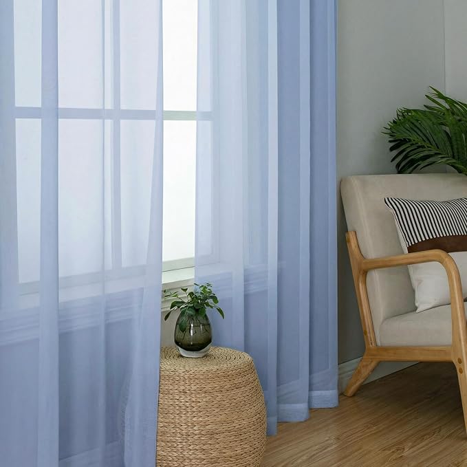 Sheer Curtains 96 inches Long 2 Panels Set - Image 8
