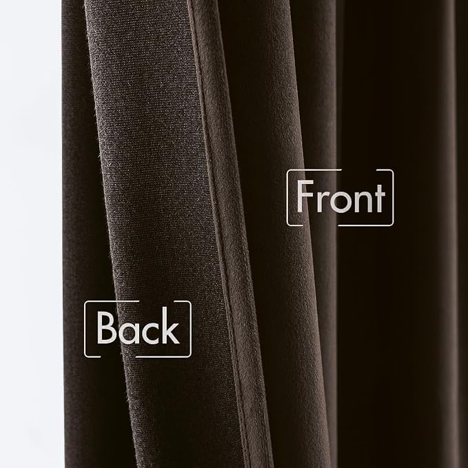 MIULEE Velvet Curtains 52x90 inches Chocolate Brown Blackout Curtains | Luxury - Image 6