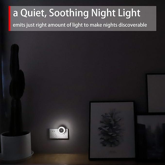 myCozyLite LED Night Light Plug in, Dusk to Dawn Sensor, Auto Dim, Energy Saving, Cool White, Nightlight Plug into Wall for Bathroom, Hallway, Kitchen, Stairway, Round, 2 Pack