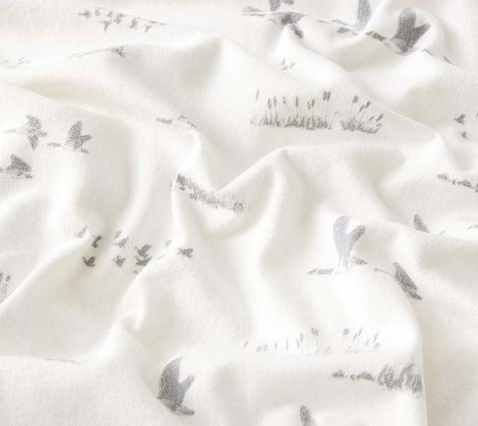 Eddie Bauer - Flannel Sheets Twin Size, Anti-Pilling & Wrinkle Resistant Cotton, Touchably Soft for All-Season Comfort - Bed Sheets with Matching Pillowcase & Fitted Sheet (Geese Meadow Yellow)
