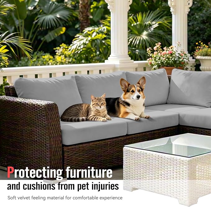 8Pcs Outdoor Cushion Covers, Stretch Patio Furniture Couch Chair Slipcovers | - Image 6