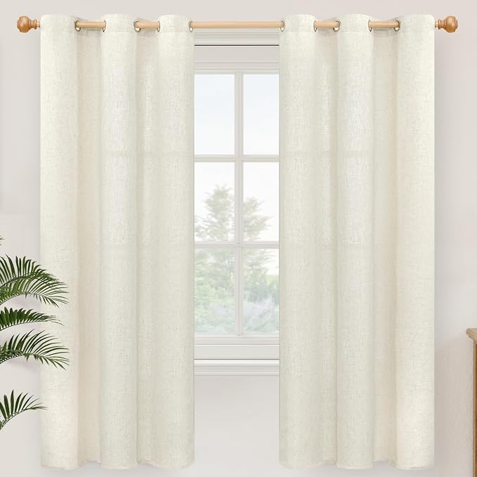 YoungsTex Natural Linen Curtains 72 Inch Length 2 Panels by YoungsTex