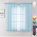 Solid Voile Sky Blue Sheer Curtains 63 Inch Length 2 Panels, Dual Rod Pockets by Lecloud