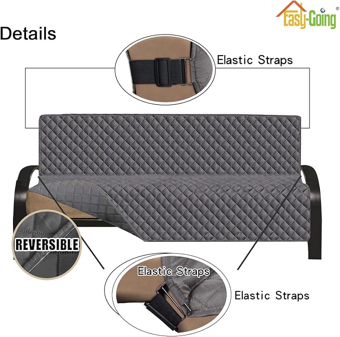 Easy-Going Reversible Couch Cover, Large Futon Sofa, Water Resistant Furniture - Image 3