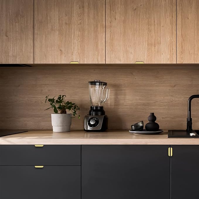 Ravinte Hardware 12 Pack Gold Cabinet Handles, 3.15 Inch (80mm) Finger Edge Pulls, 2-1/2 Inch Hole Center, Finger Pulls for Cabinets