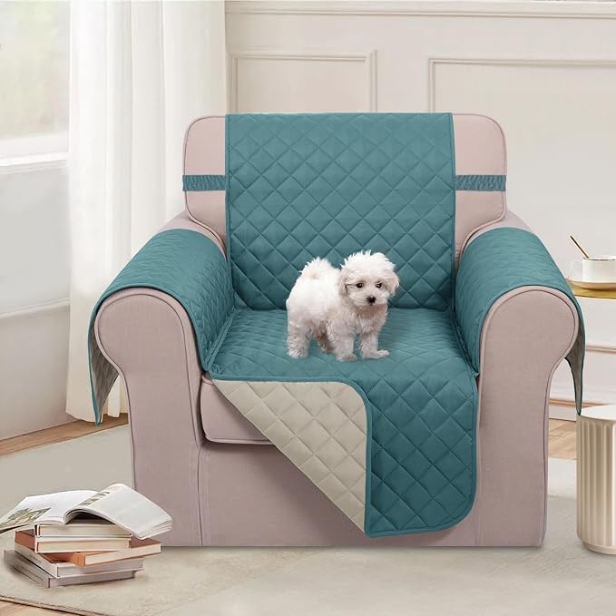 U-NICE HOME Reversible Recliner Chair Covers, Pet Friendly, Elastic Straps - Image 2