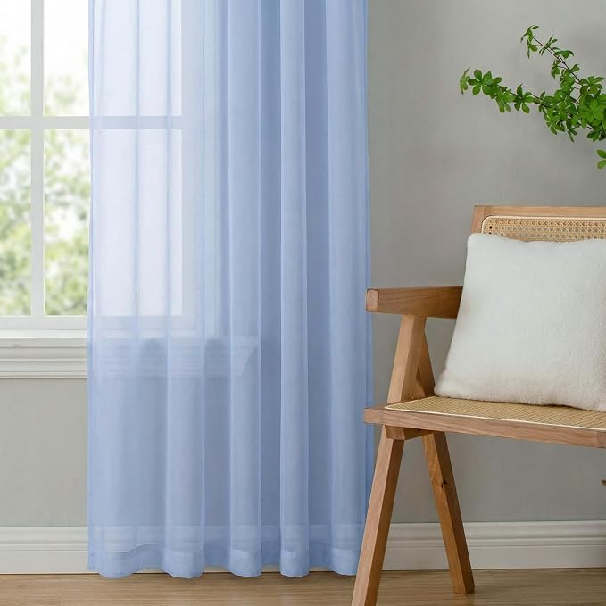 Sheer Curtains 84 inches Long 2 Panels Set - Image 6