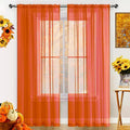 SpaceDresser Basic Rod Pocket Sheer Voile Window Curtain Panels Jaffa Orange 1 by SpaceDresser