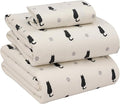RUVANTI Flannel Sheets Twin Size - 100% Cotton Double Brushed Twin Sheets Set, Deep Pockets 16 Inches, All Seasons Breathable & Extra Soft Bed Sheets, Warm & Cozy, 3 Piece, Black Cat