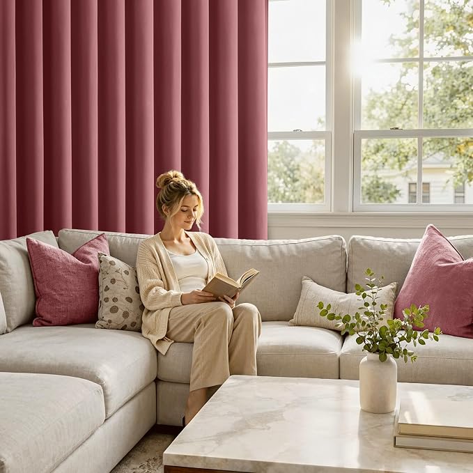 MIULEE 4 Panel Set Short Bedroom Blackout Curtains 54 Inch Long Dusty Rose | - Image 8