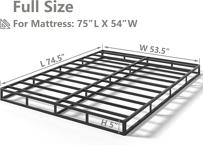 Qingzhou 5 Inch Box Spring Full Size Bed, Heavy Duty 3000 LBS Metal Bed Base with Easy Clean Fabric Cover Easy Assembly Mattress Foundation