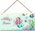 Personalized Sign Mermaid Wall Art Décor For Kids Room Custom Name Door Decor, Ocean Theme Nursery Art Plate For Girls Room Boys Bedroom Garden