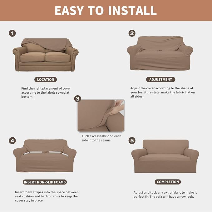 Easy-Going 100% Waterproof Chair Couch Cover, Stretch Jacquard Sofa Cover | - Image 5