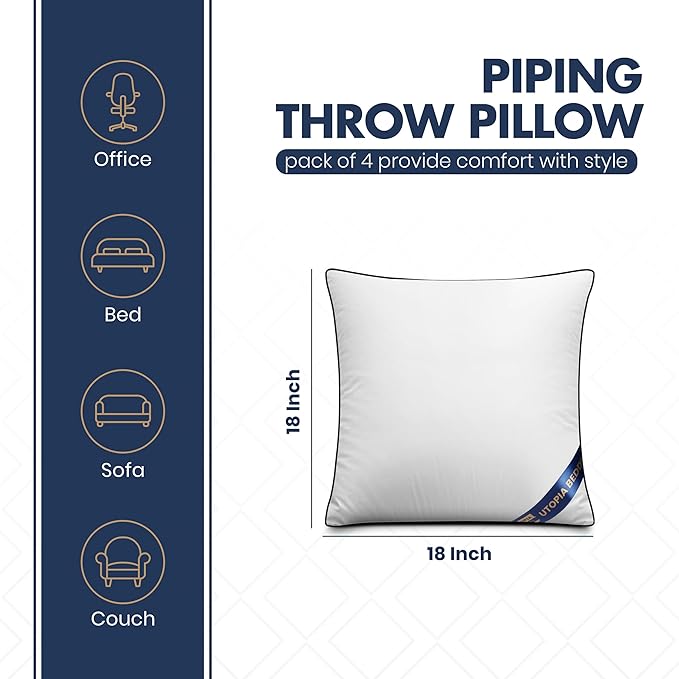 Utopia Bedding 18x18 Throw Pillow Inserts, Decorative Pillows, Plush & - Image 2