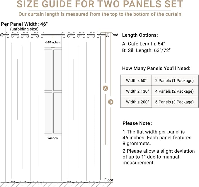 100% Blackout Linen Textured Curtains 63 Inch Long, Oatmeal | 100% Blackout - Image 8