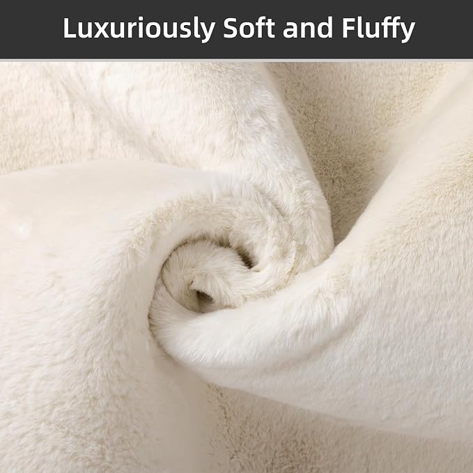 SHACOS Ultra Soft 6x9 Faux Rabbit Fur Area Rugs - Image 3