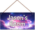 Personalized Sign Fantasy Aerospace Themed For Kids Room Nursery Door Decor,Custom Name Purple Star Wall Art Decor For Little Man Cave Decorative Plate for Boys Bedroom Girls Room