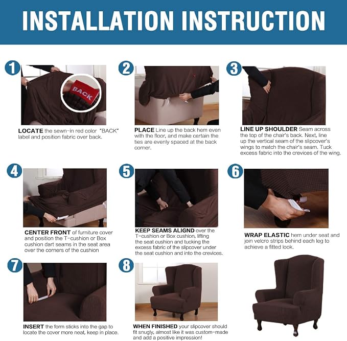 H.VERSAILTEX Wing Chair Slipcover Chair Covers - Image 6