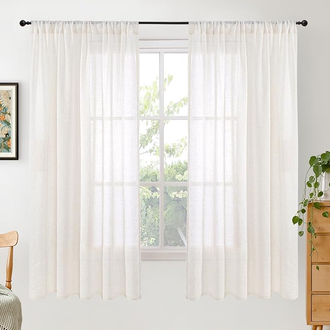 BGment Linen Semi Sheer Curtains 52X63 Inch Length by BGment