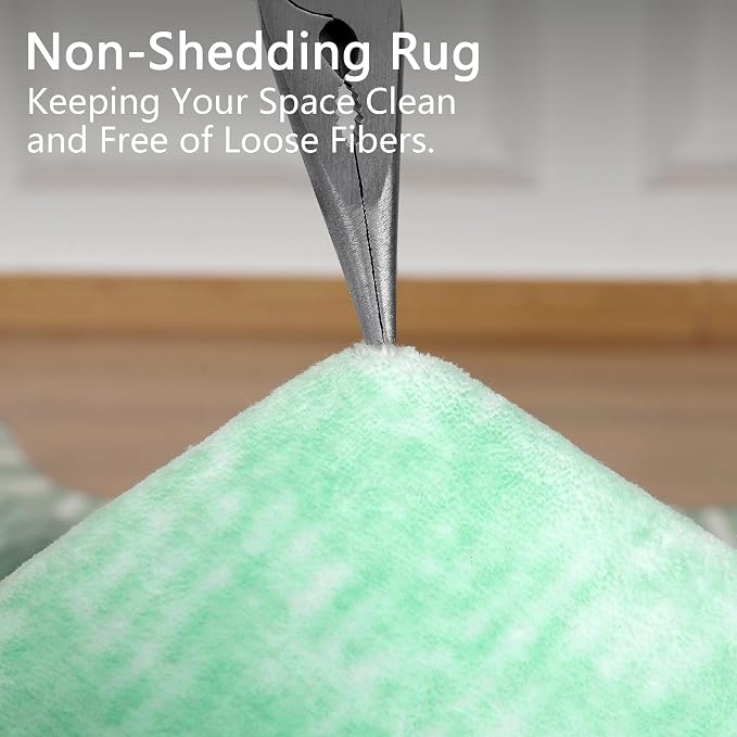 Area Rug 4x6 Green Rug Washable Rugs Non Slip Low Pile Small Carpet - Image 6
