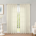 Cream Sheer Curtains 72 Inches Long 2 Panels Set, Transparent Voile Sheer by OWENIE