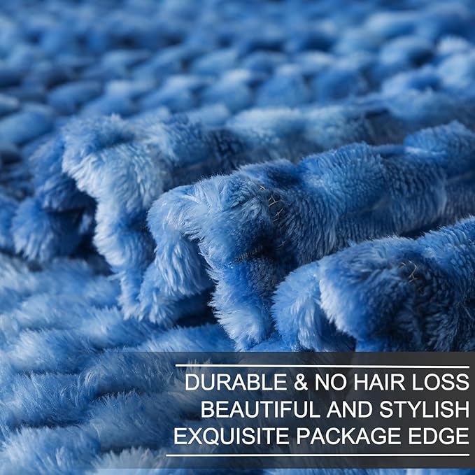 Richave Twin Size Blanket, Premium Lightweight Anti-Static 66x90 Inches 3D Clouds Stylish Jacquard Velvet Plush Bed Blanket for Twin XL Extra Long Bed, Tie-dye Stone Blue