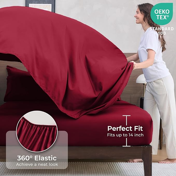 HEVUMYI Red Twin Comforter Set - 5-Piece All Season Bed in a Bag Twin, Ultra Soft Bedding Set with Comforter, Flat Sheet, Fitted Sheet, Pillowcases, Pillow Shams