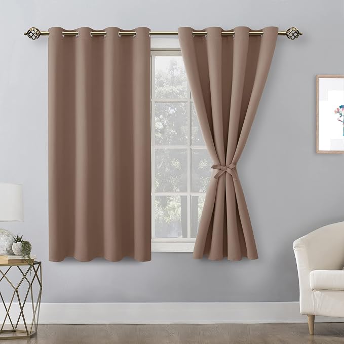 Blackout Curtains for Bedroom, Cappuccino, 52 x 45 Inch, 2 Panels | Thermal - Image 8