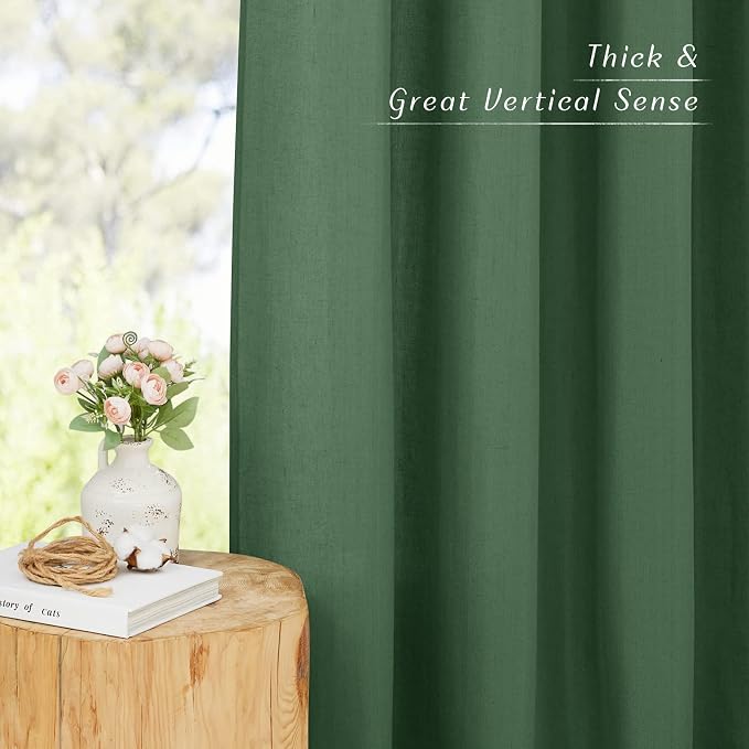 NICETOWN Olive Green Short Linen Curtains - Image 5