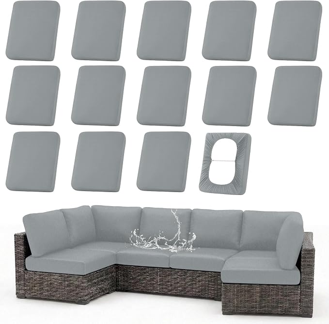 Waterproof Outdoor Cushion Covers, Stretch Patio Slipcovers | UV Resistant by hyha
