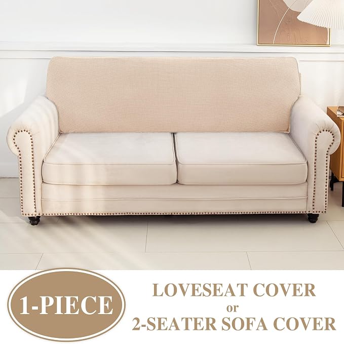LA MEACK Couch Cushion Cover Loveseat Cover or 2 Seat Sofa Cover Washable - Image 3