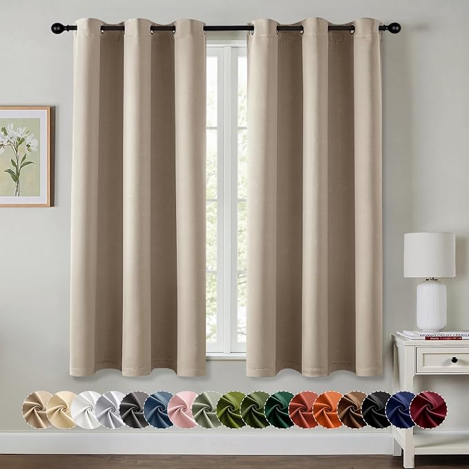 MIULEE Blackout Curtains for Bedroom 2 Panels 40 x 45 Inch Long Taupe | Thermal by MIULEE