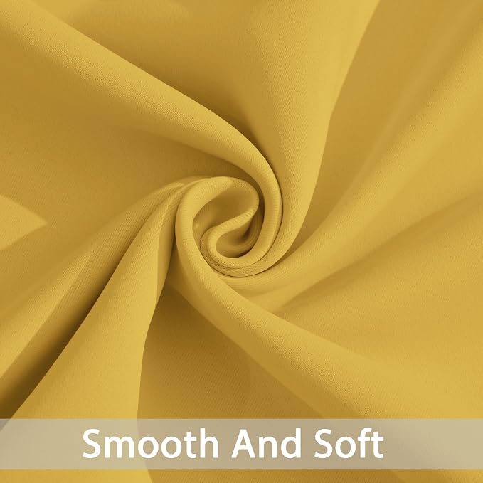 Yakamok Mustard Yellow Room Darkening Curtains 84 inch Sliding Door Drapes | 1 - Image 5