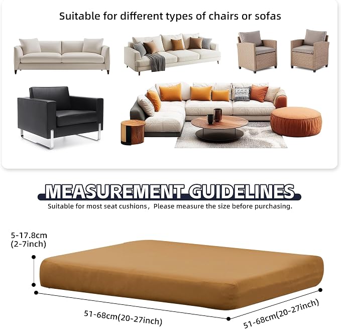 8Pcs Patio Cushion Covers, Outdoor Stretch Cushion Covers, Washable | Stretch - Image 2