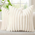 decorUhome Fall Faux Fur Throw Pillow Covers 12x12 Set of 2 Cream White | by decorUhome