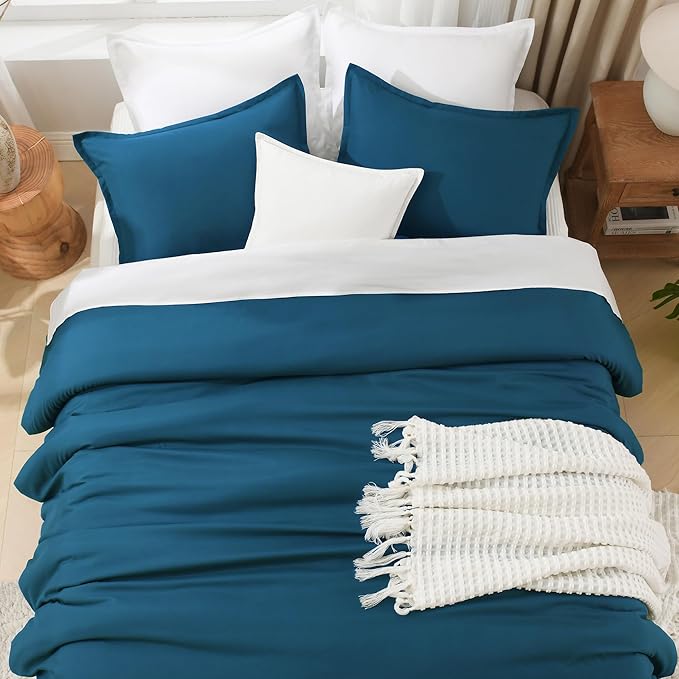 Litanika Comforters Teal Super King Plus Size, 3 Pieces Lightweight Solid Bedding Set & Collections, All Season Fluffy Bed Set (128x120In Comforter & 2 Pillowcases)